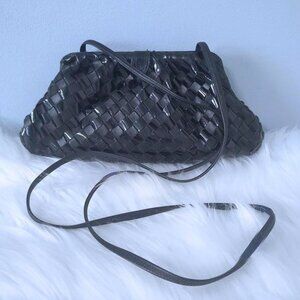 Sharif woven patent leather kisslock crossbody EUC